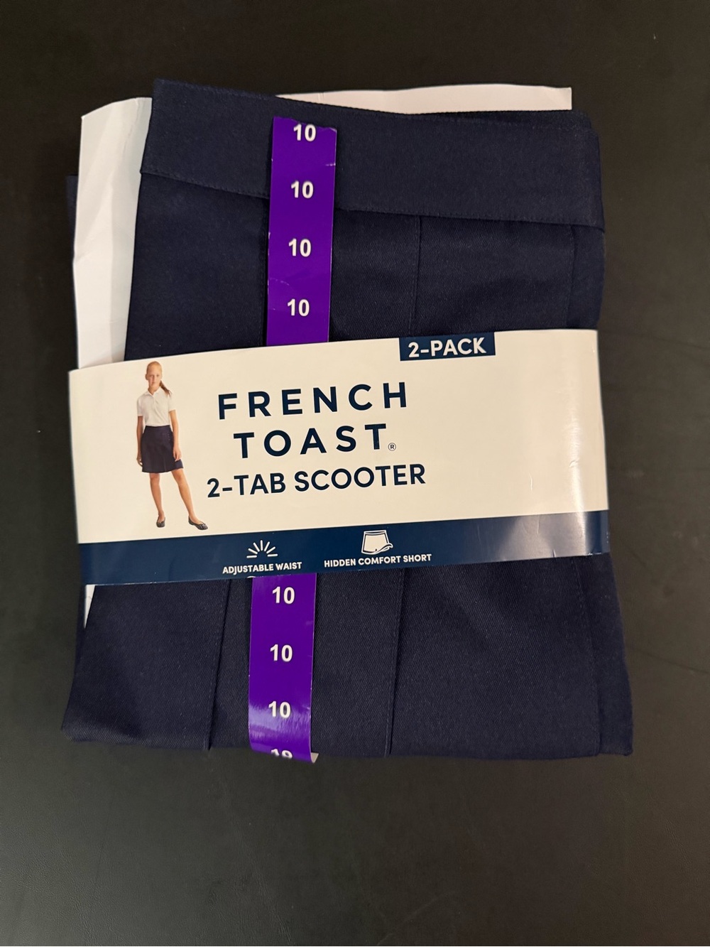 French Toast Girl’s 2-Tab Scooter Skirts- Navy (Pack of 2)